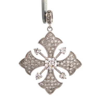 Joseph Esposito ESPO 925 Sterling Silver CZ Cross Star Magnetic Enhancer Pendant - Image 1 of 4