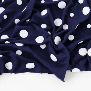 Polka Dot Viscose Jersey Fabric | Stretch Knit | 19mm 10mm Mixed Spots - Picture 1 of 6
