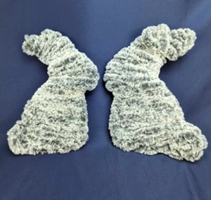 Juego de estatuillas de conejito suave de piel de conejo real silueta vintage - Imagen 1 de 6