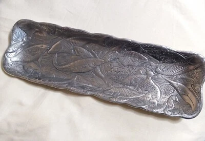 Bandeja de servir prato de peixe retangular vintage Arthur Court assinada 1985 - Imagem 1 de 4