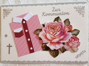 3D-Grusskarte °Herrenhemd & Rosen° zur Kommunion - eigene Handarbeit - Bild 1 von 1