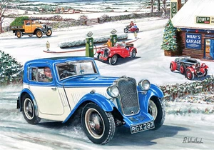 Singer 9 Sports skidding Christmas snow with Sports Special Le Mans Large Card - Foto 1 di 1