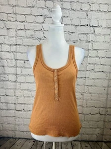Aerie Tank Top Women Size S/P Orange Cotton Solid Scoop Neck Sleeveless Pullover - Picture 1 of 7