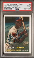 HANK AARON 2000 Topps Certified Autograph ON-CARD AUTO 1957 Topps PSA 9 *POP 5*