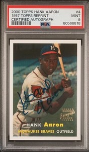 HANK AARON 2000 Topps Certified Autograph ON-CARD AUTO 1957 Topps PSA 9 *POP 5*