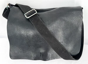 Borsa messenger vintage GAP nera lussuosa pelle di ciottoli messenger borsa per laptop - Foto 1 di 19