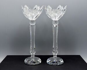 Pair of Swarovski Crystal 141 Tulip Candle Holders Designed By Max Schrek Mint
