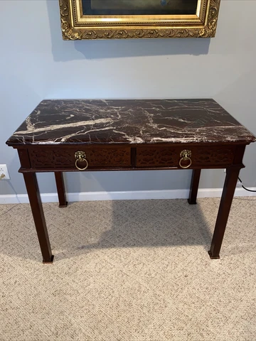 Mid Century Marbel Top Chippendale Writing Desk Cover