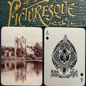 Historical Ross Castle Antique Playing Cards Goodall UK Ireland Poker Deck 52+B - Picture 1 of 18