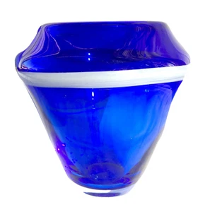 Einzigartige kobaltblaue Studio Kunst Glas Vase von Stanley Kuznicki 6+" - Bild 1 von 9