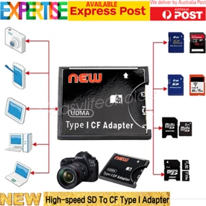 SDXC SDHC SD to CF Compact Flash Memory Type 1 Card Reader Adapter Up UDMA 128GB - Picture 1 of 12