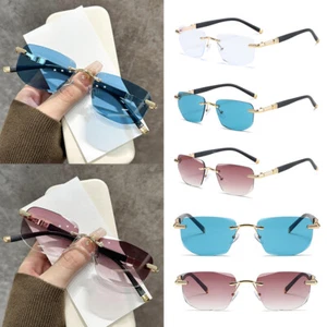 Mens Rectangular Rimless Blue Light Blocking Reading Glasses Unisex Readers US ⇘ - Picture 1 of 19