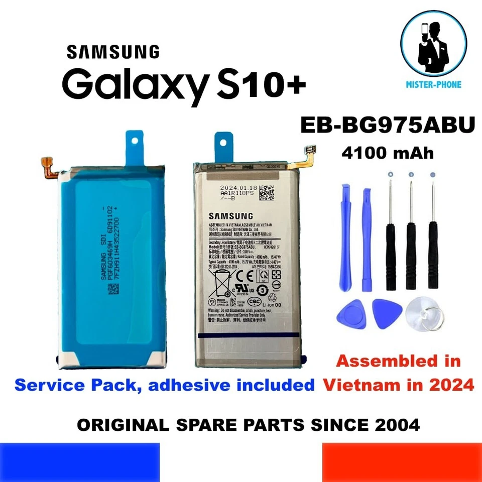 BATTERIE ORIGINALE SAMSUNG GALAXY S10 Plus S10 SM-G975 EB-BG975ABU Battery Akku
