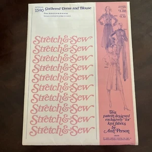 Vtg STRETCH & SEW Pattern 1590 Woman's GATHERED DRESS & BLOUSE Ann Person uncut - Picture 1 of 2