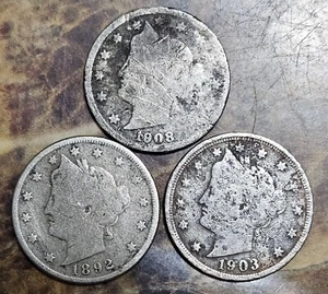 Lote de níquel Liberty V 1892 1903 1908 envío gratuito  - Imagen 1 de 6