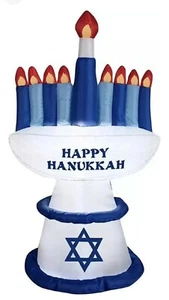 Happy Hanukkah Menorah & Candles 3,5 piedi gonfiabile gonfiabile giardino esterno arte NUOVO - Foto 1 di 7