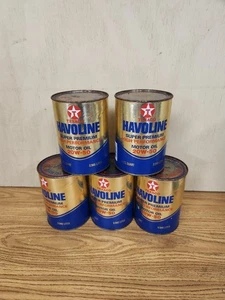 5x-NOS Voll Texaco Havoline Supreme Motoröl 20W-50 Quart Öl Dose Blech Papier Vintage - Bild 1 von 5