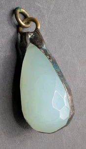 Vintage einzigartiger facettierter hellblauer Edelstein klobiger Anhänger - Bild 1 von 12