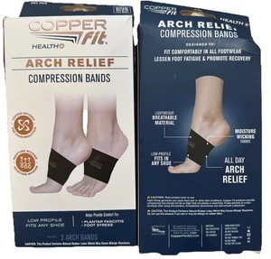 2 Pairs Copper Fit Copper Infused Arch Relief Compression Bands One Size Unisex - Picture 1 of 3