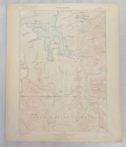 ANTIQUE YELLOWSTONE LAKE TETON NAT. FOREST WYOMING USGS TOPOGRAPHICAL MAP 1922 - Picture 1 of 6