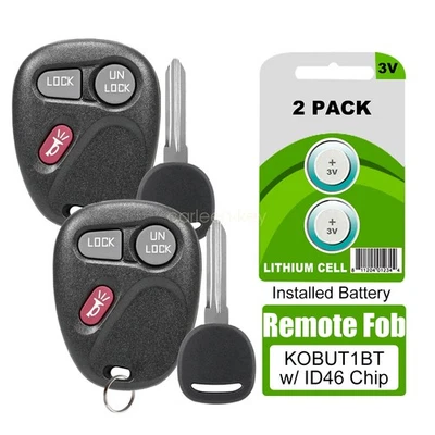 2 para 1999 2000 2001 Chevrolet Silverado 1500 2500 controle remoto chaveiro KOBUT1BT + chave - Imagem 1 de 4