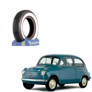 Neumático de verano FIAT 600 145/80TR12 72S MICHELIN MX BANDA BLANCA 40MM - Imagen 1 de 4