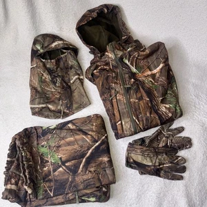View Mens Hunting Tree Camo 4pc Set XL Jacket Pants Gloves Mask Waterproof - Picture 1 of 4