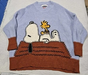 Zara Knit Damen Peanuts Snoopy Woodstock Oversize Rundhals Pullover Größe Medium - Bild 1 von 8