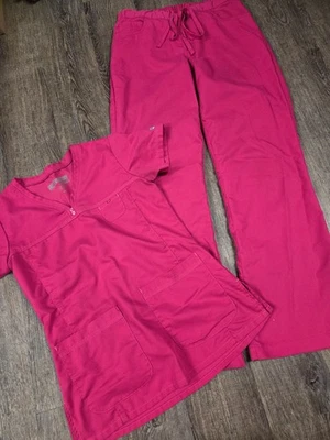 Grey's Anatomy by Barco Pink Scrubs Nursing Set of 2 Top Pants XS - Image 1 of 4