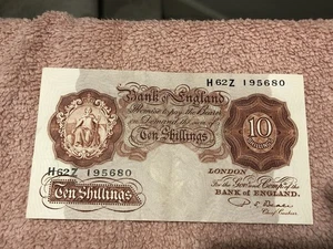 British Bank of England Ten Shilling Banknote - Picture 1 of 2
