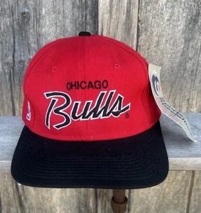 Vintage 90s Sports Specialties Pro Chicago Bulls Script Wool Hat Fitted 7 1/4 DS - Picture 1 of 7
