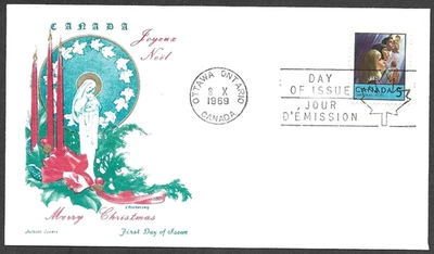 CANADA FDC 1969 CHRISTMAS STAMP SCOTT #502 CHICKERING JACKSON COVER Foto 1 de 2