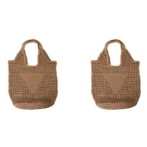 2x Borse da Spiaggia Moda Estive Donna Borsa a Tracolla Cava Tessuto a Mano Semplice8684 - Foto 1 di 4