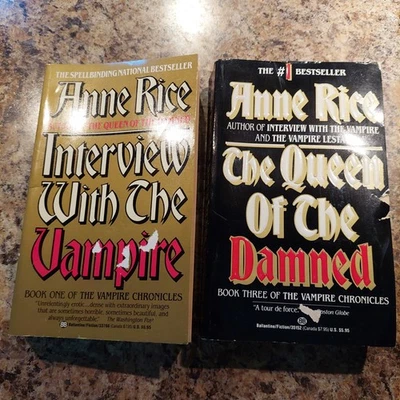 Lot of 2 Anne Rice Paperbacks Interview With Vampire, Queen Of The Damned Foto 1 de 4