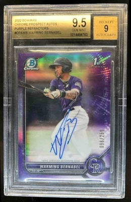 2022 Bowman Warming Bernabel Chrome Auto Purple Refractor #96/250 BGS 9.5/9 - Image 1 of 2