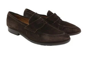 SUITSUPPLY Men Formal Shoes EU41 Dark Brown Suede Leather Almond Toe Slip On - Picture 1 of 13