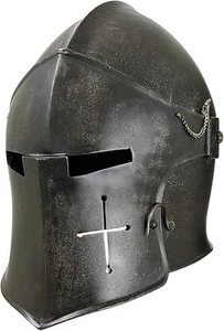 Casco Barbuta Medieval Armadura Batalla | Romano Espartano Negro Halloween Juegos con disfraces - Imagen 1 de 4