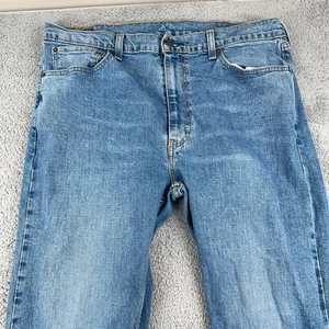 Levis 505 Jeans Mens 38x32 Blue Straight Fit Medium Wash Classic Denim Casual - Picture 1 of 9