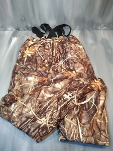 Cabelas Camo Insulated Outdoor Pants W/ Suspenders Youth Boys XXL Mens Small - Picture 1 of 4