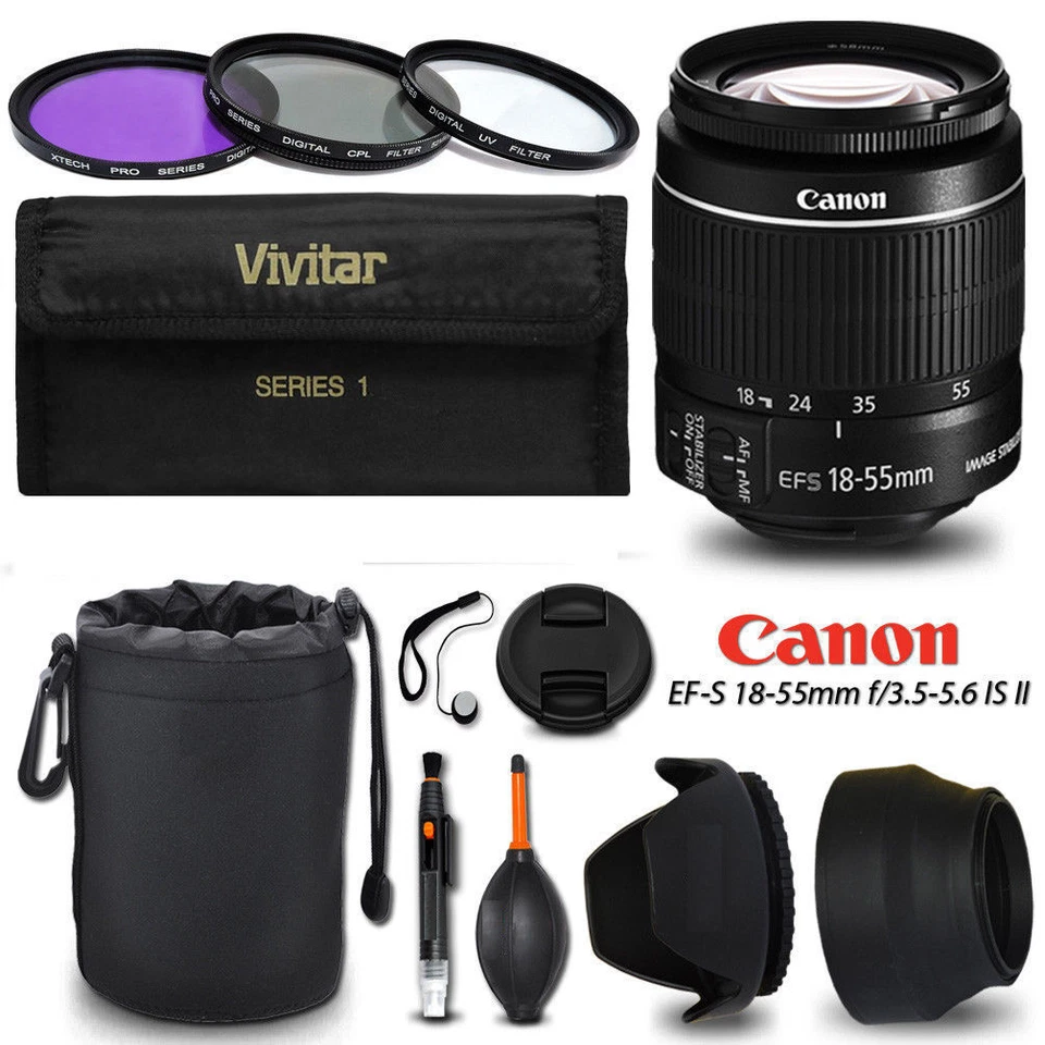 Canon EF-S 18-55mm f/3.5-5.6 IS STM + ACCESSORIES FOR CANON EOS REBEL T3 T5 T3I - Image 1 of 4