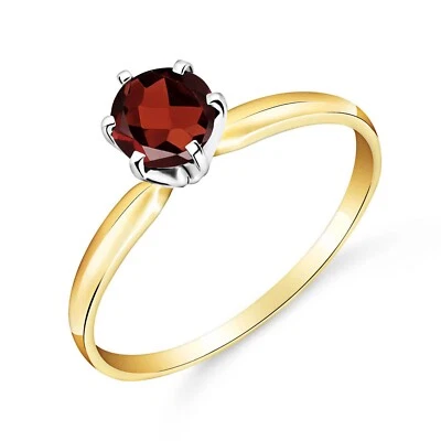 14K. ANILLO SOLITARIO ORO MACIZO CON GRANATE NATURAL (Oro Amarillo) Foto 1 de 4
