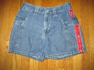 Vintage Tommy Hilfiger Juniors Size 7 High Waist Denim Jean Logo Shorts  - Picture 1 of 7