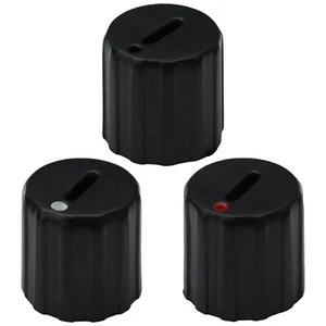 Small Black Slot Top Control Knobs With Dot - 6mm Splined Hole - Push Fit - Picture 1 of 16