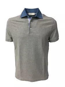 DELLA CIANA polo uomo mezza manica grigio con collo jeans 100% cotone - Foto 1 di 4