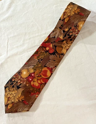 L'Atelier Men's Silk Tie Italy Brown Floral - Image 1 of 2
