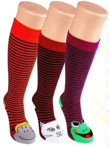 RIESE 3 x Mädchen Kniestrümpfe 19 20 21 22 Strümpfe Socken Tiere lustig - Bild 1 von 1