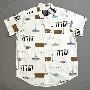 FRIENDS Box Lunch Men’s 2XL XXL White Graphic Button-Down Shirt *NEW w/Tags* - Picture 1 of 11