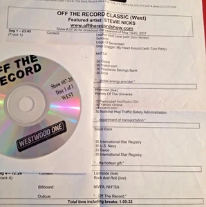 RADIO SHOW:OFF THE RECORD CLASSIC 5/12/07 JETHRO TULL TRIBUTE 10 TUNES/INTRVIEWS - Picture 1 of 1