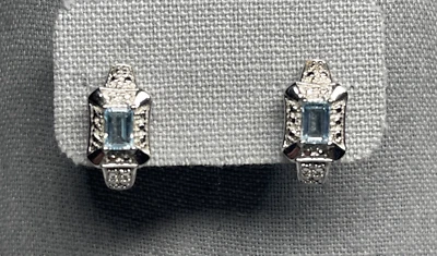 Ross+Simons PLATA ESTERLINA 925 Topacio Azul Medio Aro Perforado Tachuela - De Colección Foto 1 de 4