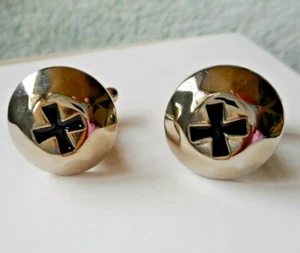 Silver Tone Patty Cross Knights Templar "Miraculous Templar " Men's Cufflinks - Picture 1 of 7